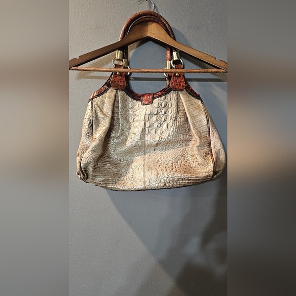 Brahmin Celia Melbourne/Praline Shoulder Bag Satchel Croc Leather Womens OS - Picture 4 of 8